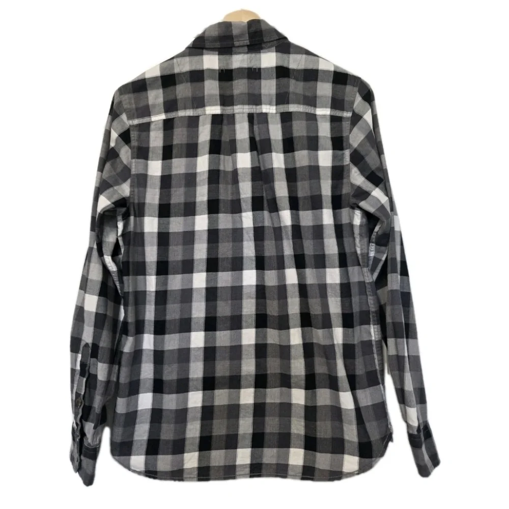 The North Face Shirt Mens Button Up Size Med Grey/Black Plaid Outdoor Checkered